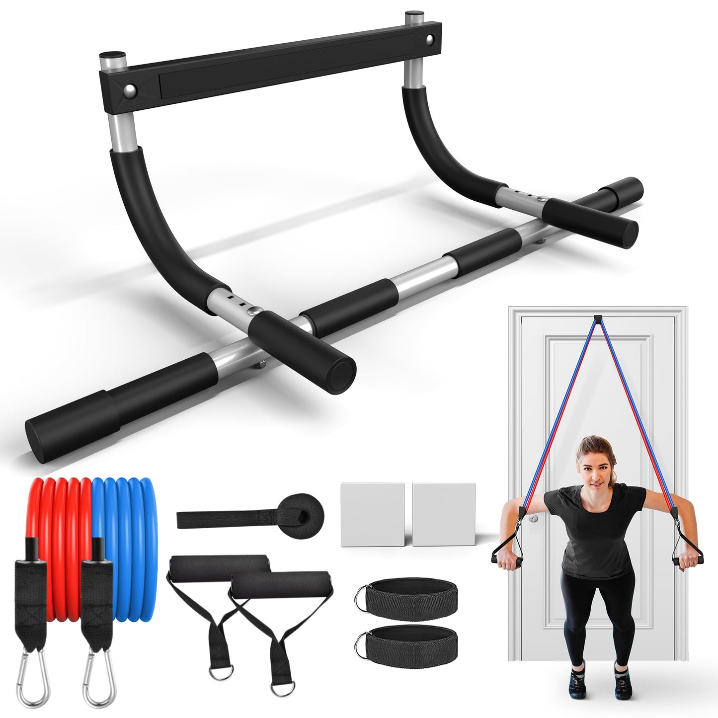 PowerBar Doorway Pull-Up Bar + Bands
