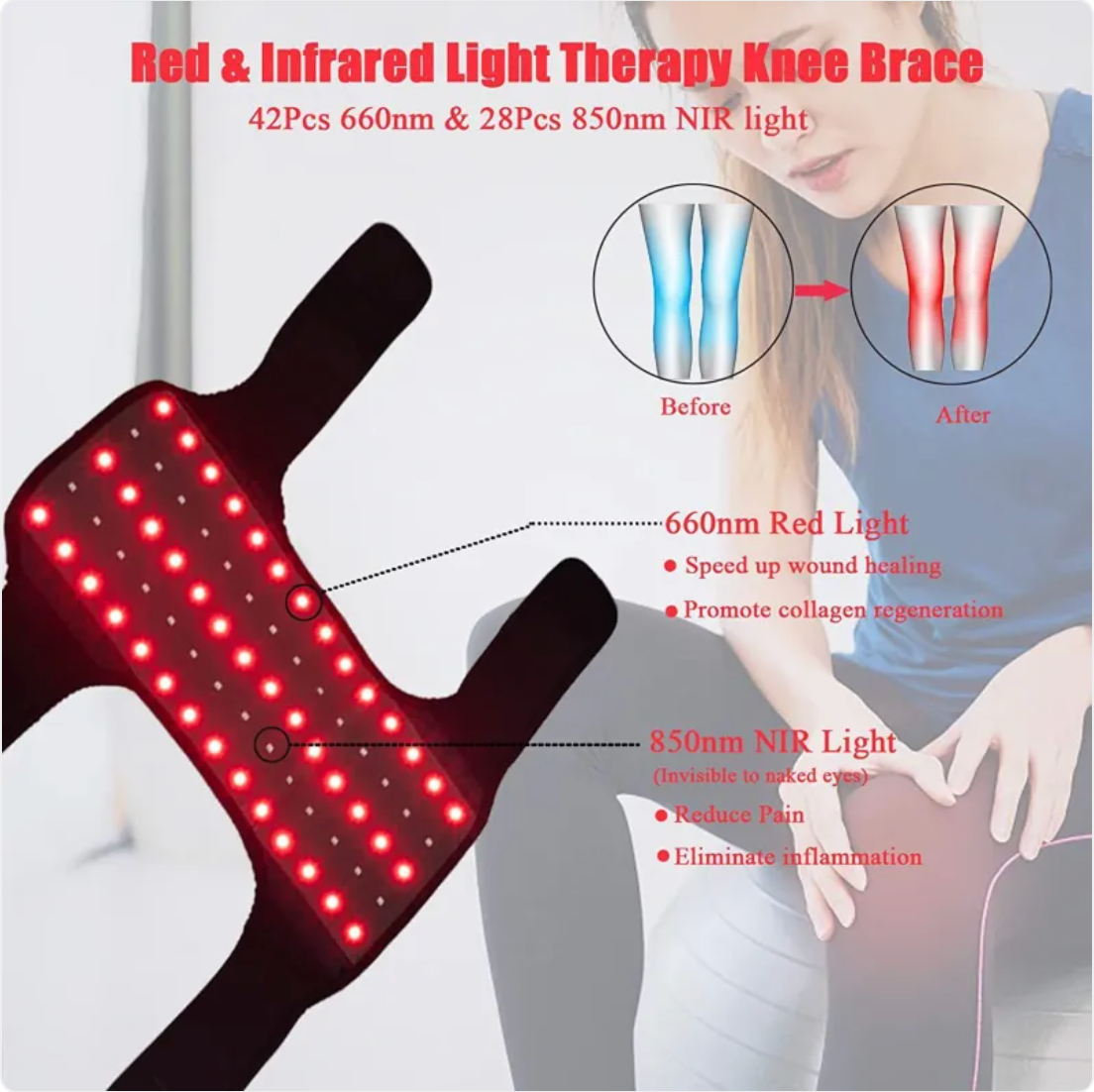 InfraKnee LED Red Light Therapy Pad