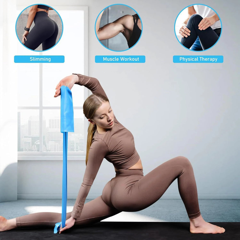 Pink Yoga Pilates Resistance Band Long Training Stretch Bands for Physical Therapy Lower Body Home Gym Strength Elastic Exercise Band