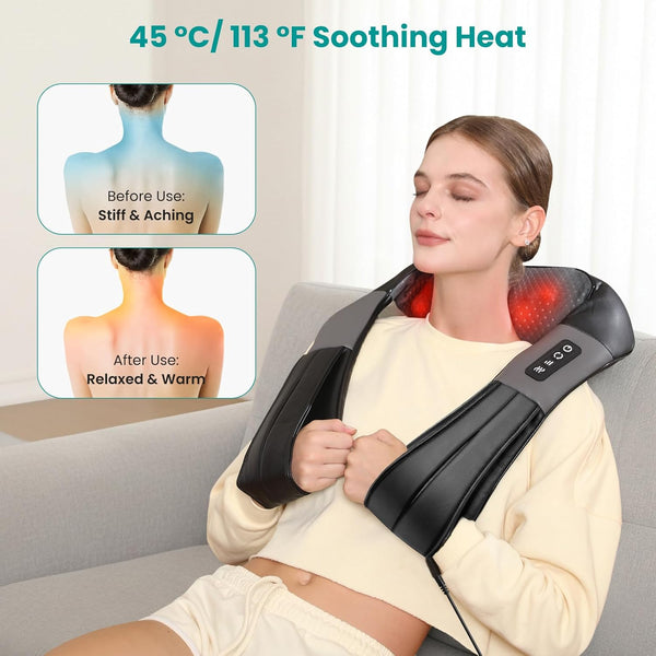 Shiatsu Neck Massager for Pain Relief Deep Tissue with Heat, 3D Kneading Massage Pillow Back Shoulder Massagerfor Body Muscle, Plug-In Use for Home Office Car, Gifts for Mom Dad Him Her