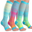 Open Toe Compression Socks Women & Men-3 Pairs 20-30 mmHg Knee High Stockings for Circulation Support