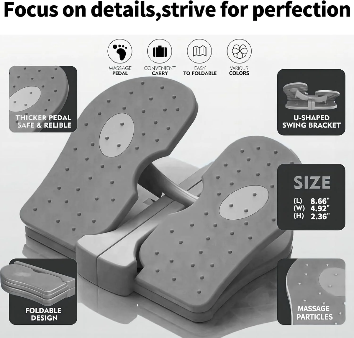 Mini Foldable Leg Exerciser Portable Foot Pedal Exercise Machine under Desk Stepper Exercising Leg Muscles Physical Therapy Leg Exercise Relieves Varicose Veins at Home Office