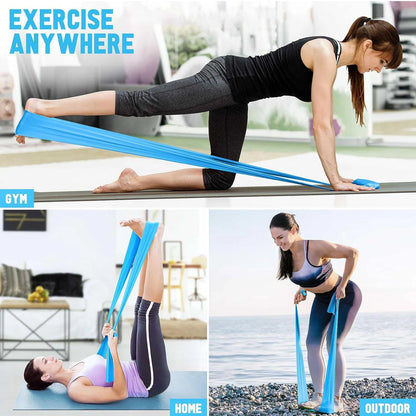 Pink Yoga Pilates Resistance Band Long Training Stretch Bands for Physical Therapy Lower Body Home Gym Strength Elastic Exercise Band