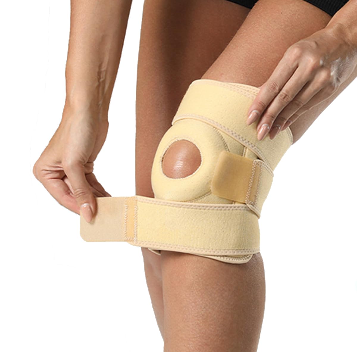 Knee Braces for Knee Pain Knee Brace for Women Men Patellar Tendon Support Strap Knee Brace for Meniscus Tear Knee Compression Sleeve for Knee Pain (Beige)