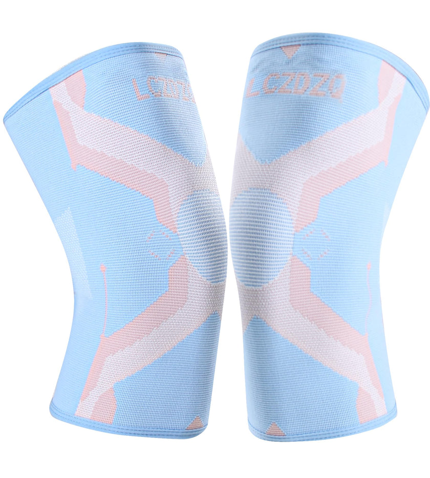 LCZDZQ Knee Brace for Women & Men - 2 pack Knee Compression Sleeve Women for Knee Pain Knee Support Knee Sleeves for men Running Knee Pain Arthritis Pain Relief Meniscus Tear Joint Pain Relief Running Walking Gym Basketball Volleyball Sports Blue M