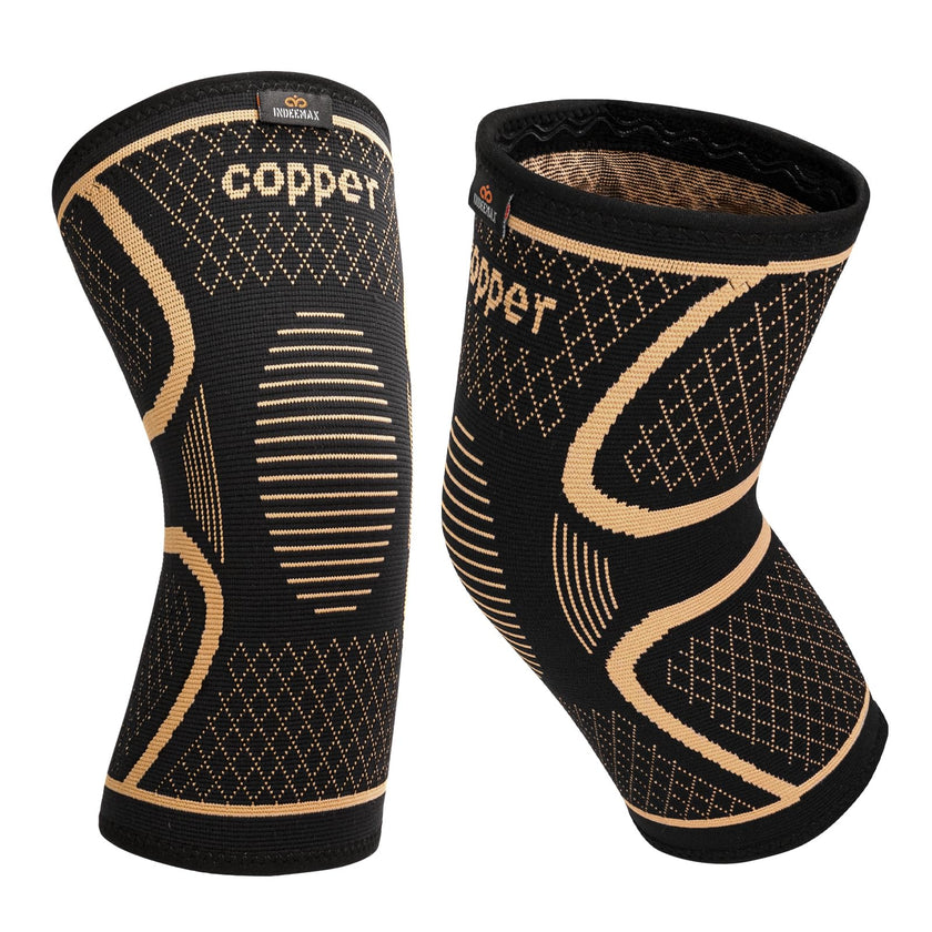 INDEEMAX Copper Knee Brace for Women Men 2 pack Knee Compression Sleeve for Knee Pain Arthritis RunningSports and Recovery Support XL