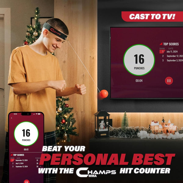 Boxing Reflex Ball Set with Punch Counter App | 4 Balls with Varying Weights, Headband & 4 Spare Strings to Improve Speed, Hand Eye Coordination Training | Boxing Equipment, MMA Gear Gift