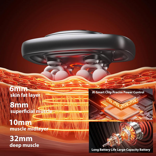 12-Head Massage Gun, 3 Modes, 30 Levels of Intensity, Electric Deep Tissue Massager, Relieves Muscle Pain All over the Body, 4K Smart Display, Suitable for Lazy People, the Elderly and Office Workers