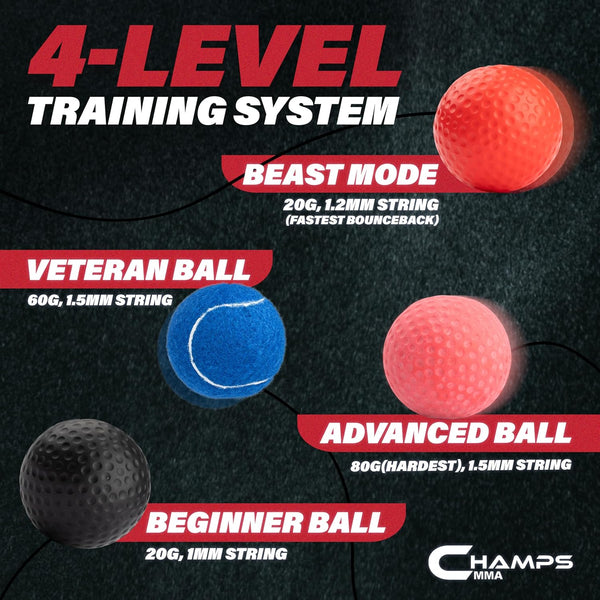 Boxing Reflex Ball Set with Punch Counter App | 4 Balls with Varying Weights, Headband & 4 Spare Strings to Improve Speed, Hand Eye Coordination Training | Boxing Equipment, MMA Gear Gift