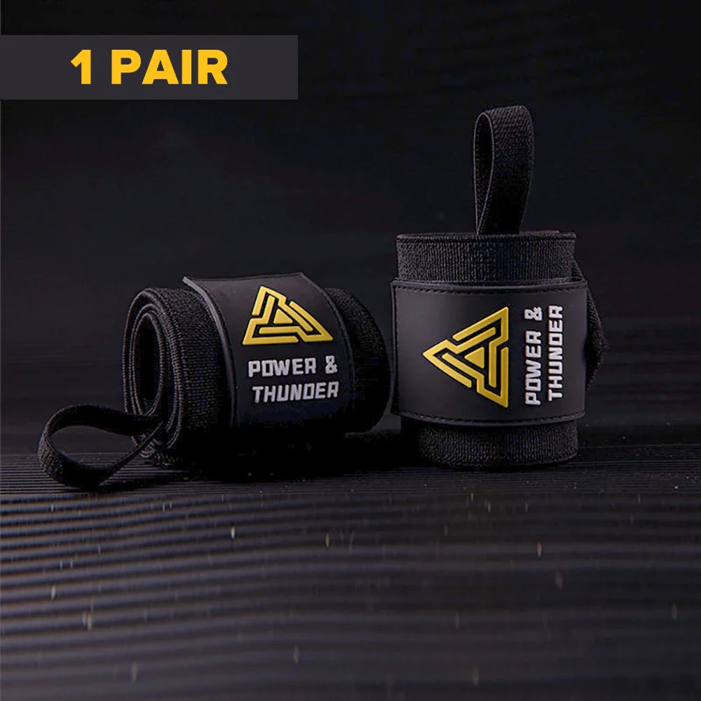Elastic Wrist Straps for Weightlifting and Working Out, Breathable Gym Wrist Wraps for Weightlifting with Thumb Loop and Left/Right Tabs, Wrist Brace for Wrist Support and Protection, Men and Women (Pair)