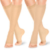 ACTINPUT Open Toe Compression Socks Women & Men-2 Pairs 15-20 mmHg Knee High Graduated Toeless Compression Socks(Nude，S/M)