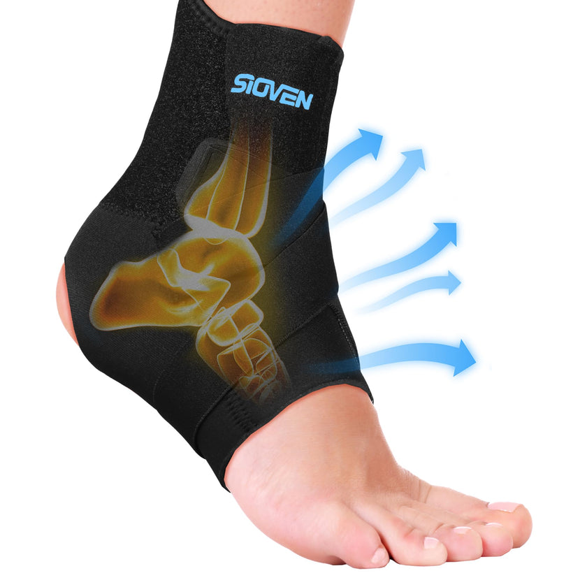 Sioven Ankle Brace for Women & Men - Ankle Support for Sprained Ankle Tendonitis Achilles Injury Recovery Plantar Fasciitis Ankle Compression Sleeve Wrap for Running Basketball (Large)