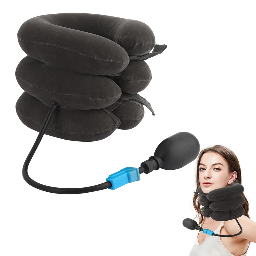 OOCOME Neck Stretcher for Neck Pain Relief Cervical Neck Traction Device Inflatable Adjustable Neck Stretcher Neck Support Brace Neck Traction Pillow for Use Neck Decompression