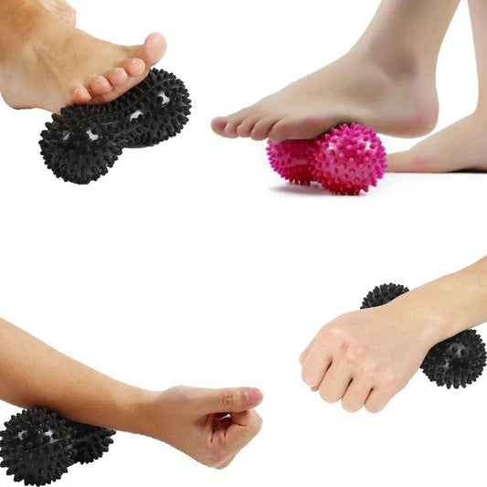 1PC Blue Peanut Massage Ball for Deep Tissue, Trigger Point Therapy, Myofascial Release – Double Lacrosse Foam Roller for Back, Neck, Foot, Muscle Relief, Yoga & Physical Recovery (Black)