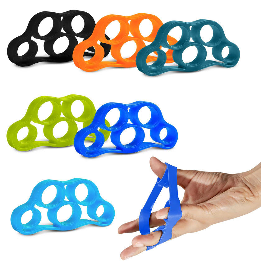 6Pcs Silicone Finger Stretcher Resistance Bands - Finger Extension Exerciser Hand Strengthener for Arthritis Finger Grip Strength Trainer for Hand Therapy - Finger Strengthener for Guitar Players