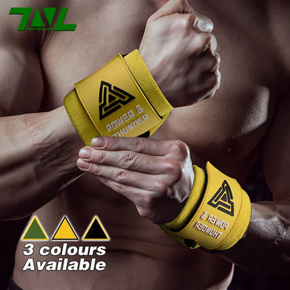 Elastic Wrist Straps for Weightlifting and Working Out, Breathable Gym Wrist Wraps for Weightlifting with Thumb Loop and Left/Right Tabs, Wrist Brace for Wrist Support and Protection, Men and Women (Pair)
