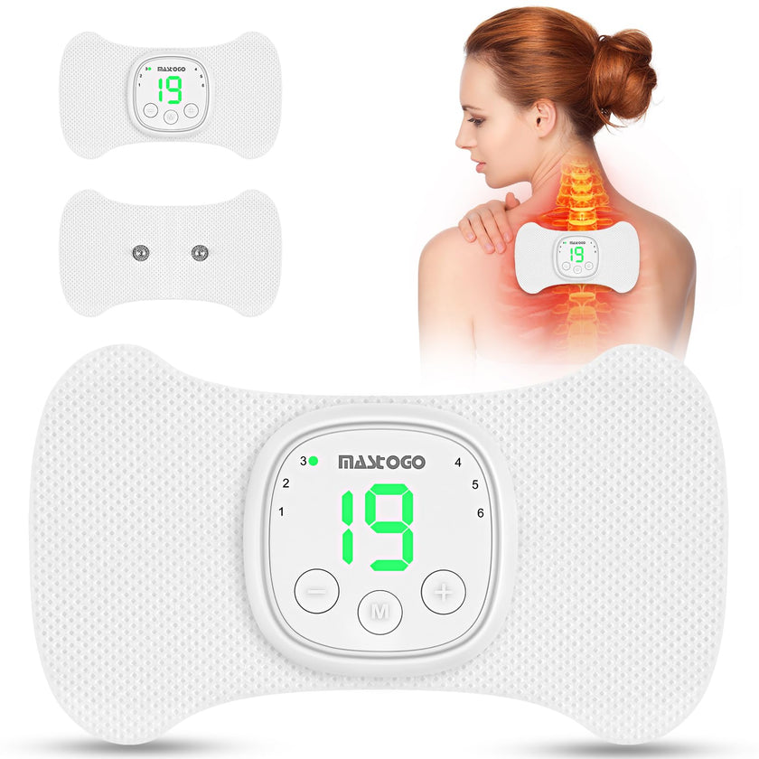 MASTOGO Wireless TENS Unit - 6 Mode 19 Intensity with Screen Display Portable Mini TENS Unit Massager - TENS Unit Muscle Stimulator for Back Sciatica Shoulder Pain Relief
