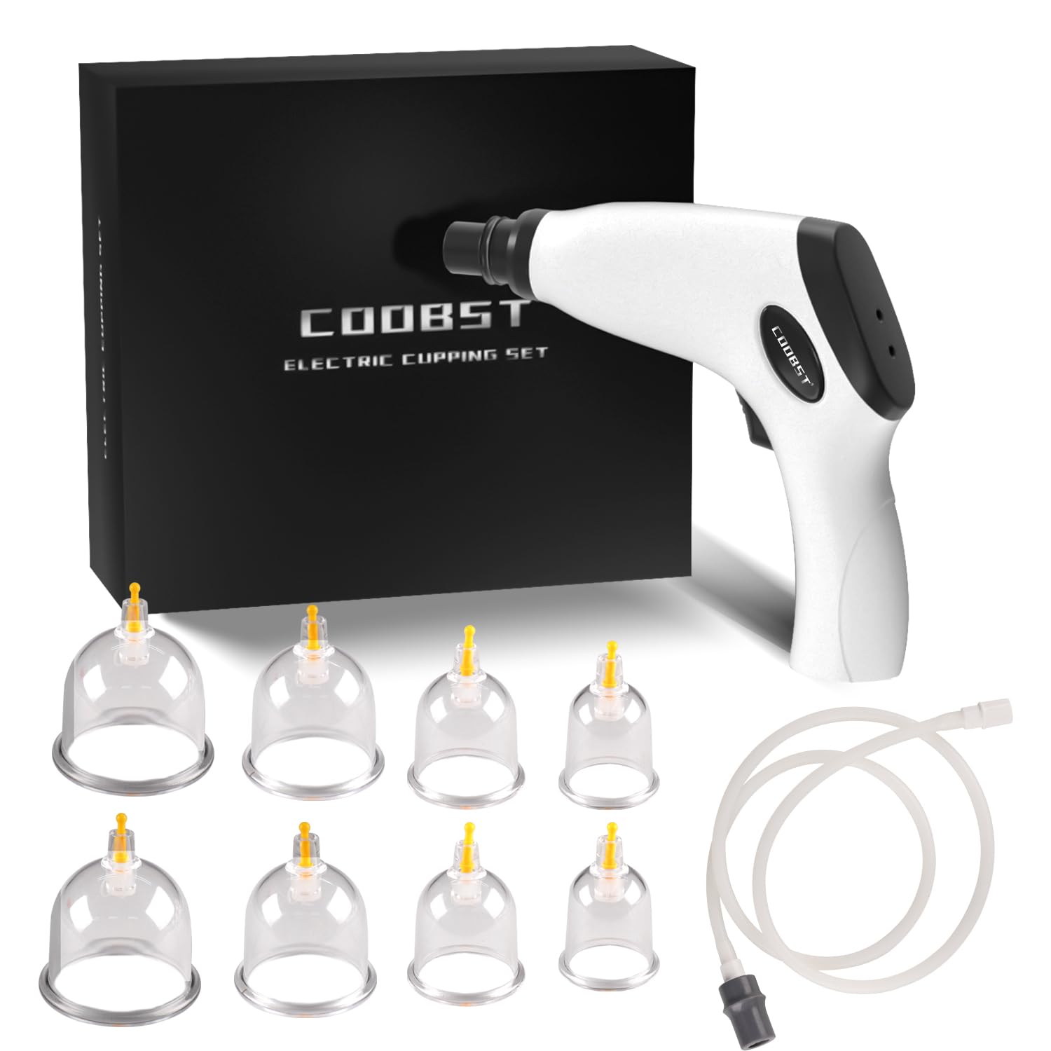 COOBST Cupping kit for Massage Therapy Profession Cupping Set with Electric Cupping Guasha Pump Cupping Therapy Set with 8pcs High Temp and High Pressure Resistant Vacuum Suction Cups for Cellulite