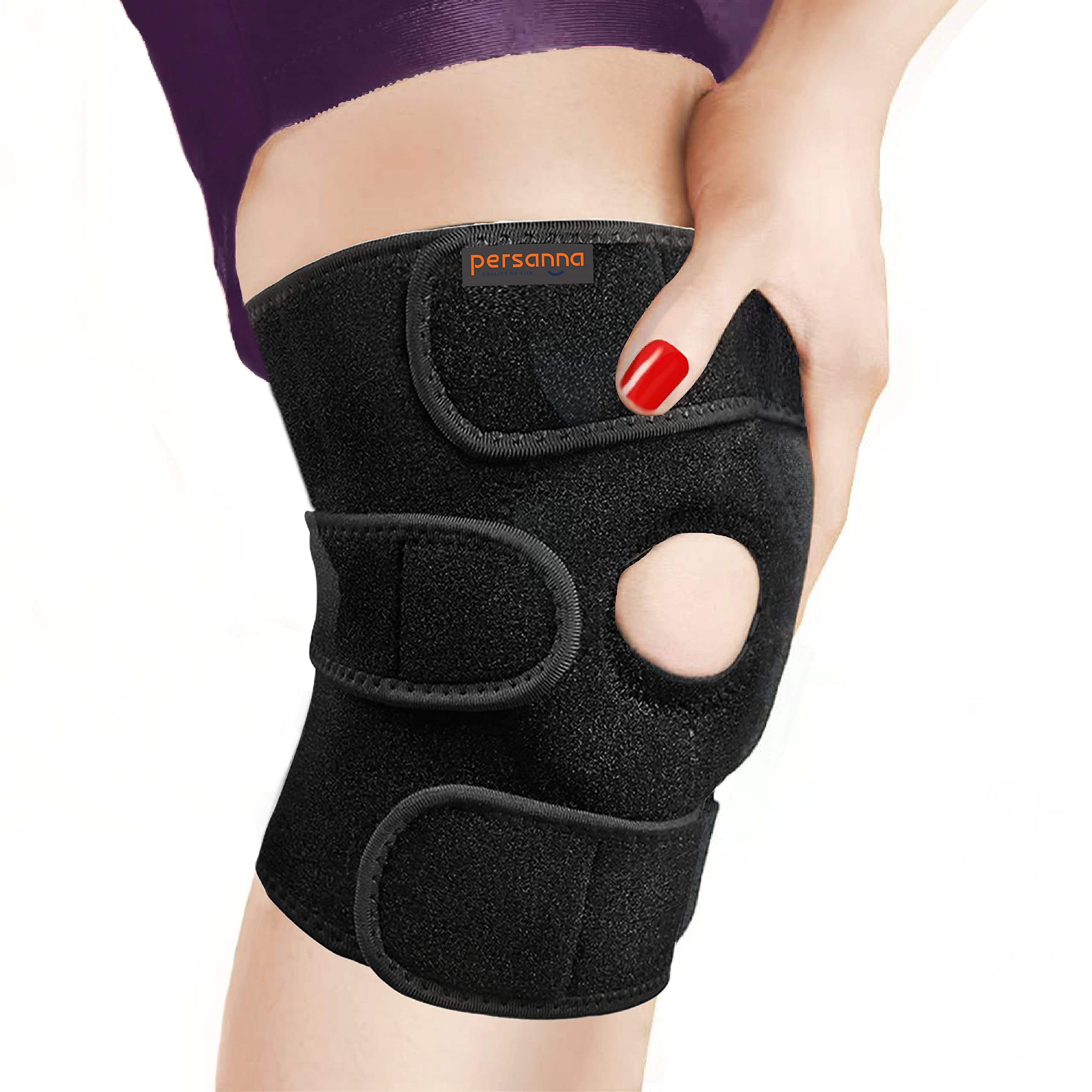 Persanna Knee Brace For Women & Men - Adjustable Compression Sleeve Joint Support For Women & Men Knee Support For Knee Pain. Meniscus Injuries Arthritis Relief Weightlifting CrossFit Workout Sports