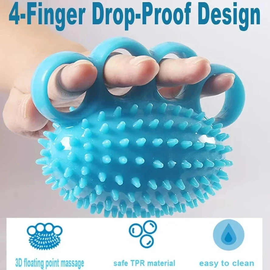 1PC Hand Grip Strengthener Finger Exerciser Training Ball for Patient Recovery Elderly Stroke Arthritis Physical Therapy Anxiety Stress Relief Pressure Squeeze for Yoga Athletes Musicians Muscles Massage